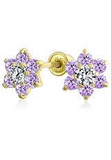 handsome tiny gold flower baby birthstone earrings 
